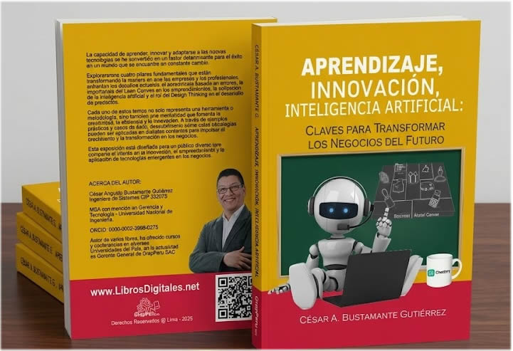 Portada del libro «Aprendizaje, Innovación, Inteligencia Artificial: claves para transformar los negocios del futuro», de César Bustamante Gutiérrez